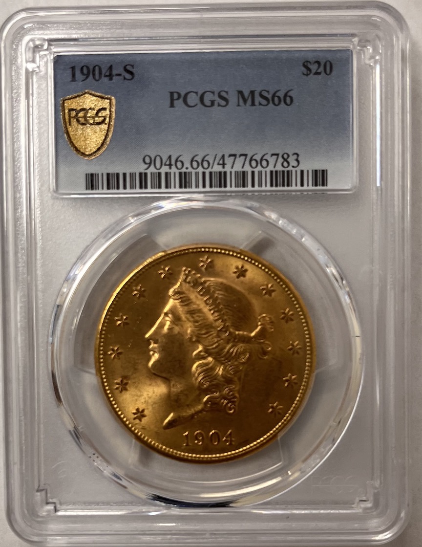 1904 S $20 Liberty Head Double Eagle PCGS MS66 - TOP POP at NGC & PCGS - Gorgeous