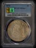 1870 MS 66+ PCGS U.S United States Seated Liberty Dollar $1