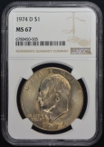 1974-D MS 67 NGC U.S United States Ike (Eisenhower) Dollar