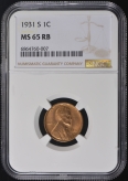 1931-S MS 65 RB NGC Lincoln Wheat Cent