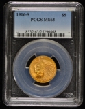 1916-S PCGS MS 63 $5 Indian Head Half Eagle Gold Piece