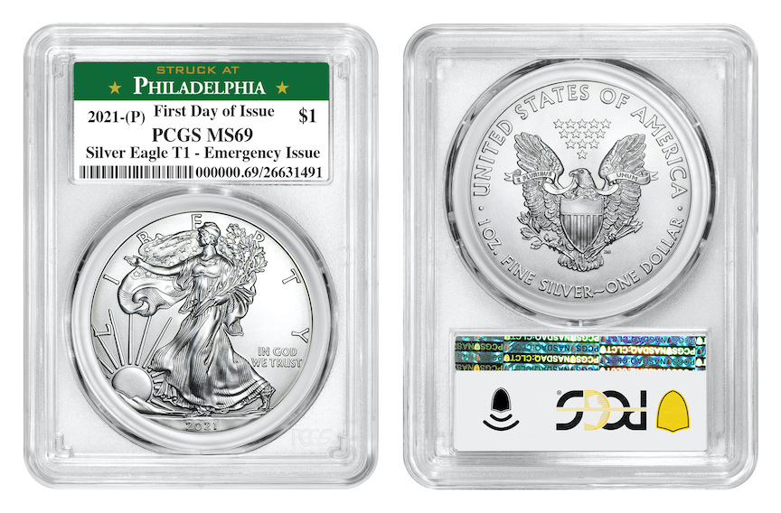 2021 Silver Eagle Philly "Emergency" Issue PCGS MS69 Green Label FDOI
