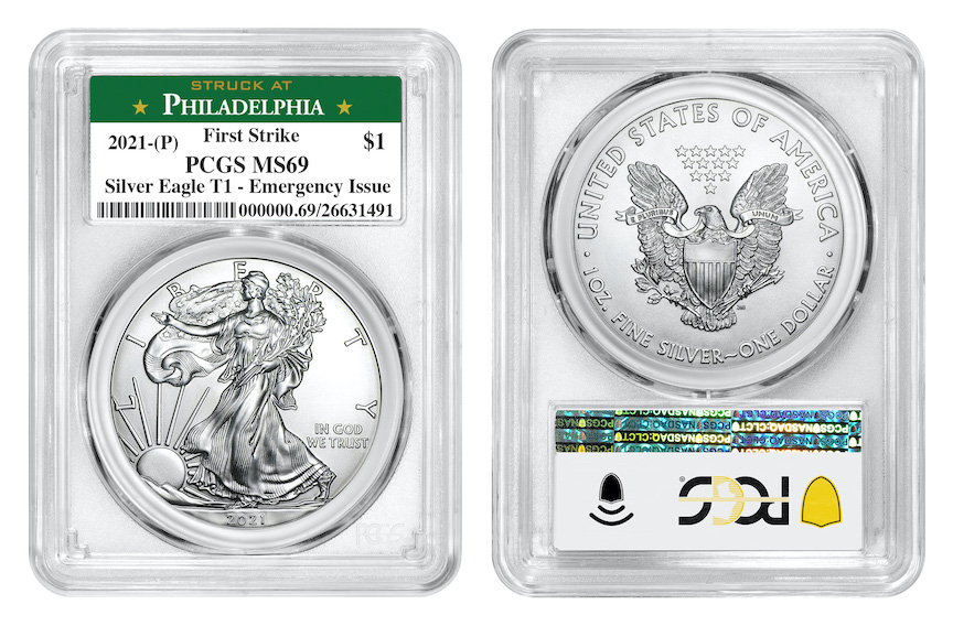 2021 Silver Eagle Philly "Emergency" Issue PCGS MS69 Green Label First Strike 