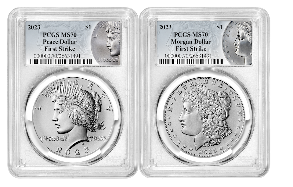2023 Morgan and Peace Silver Dollar 2 Piece Set PCGS MS70 First Strike