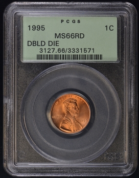 1995 Lincoln Cent Double Die Obverse PCGS MS66 Red
