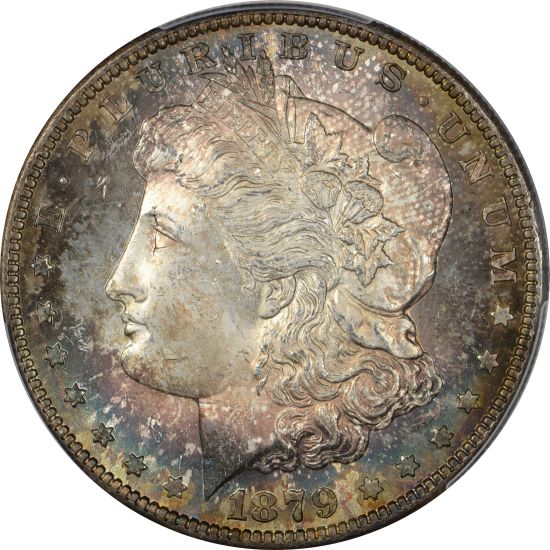 1879 S Morgan Silver Dollar PCGS MS65 - Teal and Burnt Orange Obverse Toning!