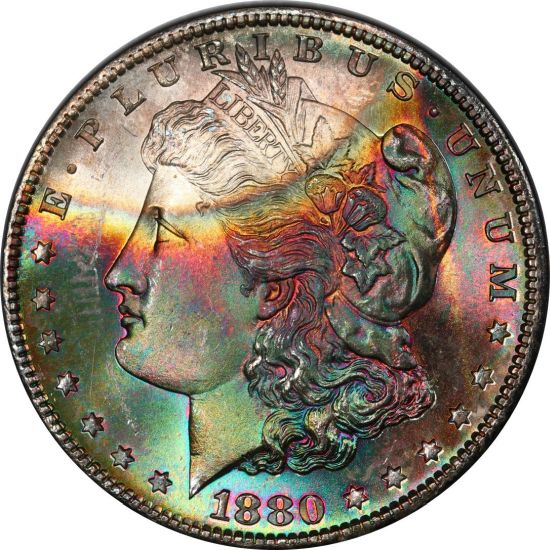 1880 S Morgan Silver Dollar PCGS MS66 - Gorgeous Obverse Toning !!!