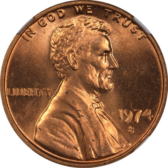 1974 S Lincoln Cent NGC MS67 Red - Condition Rarity - Pop 12 with 1 Finer at NGC