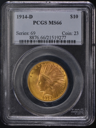 1914-D MS 66 PCGS $10 Eagle Indian Head Gold Piece